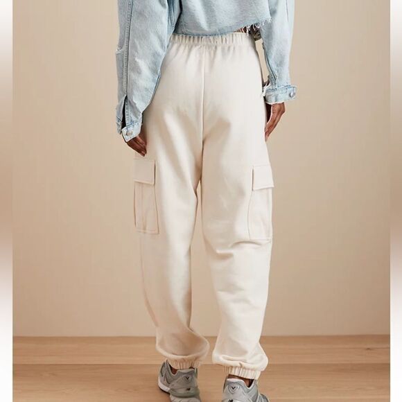 American Eagle Fleece‎ Baggy Cargo Jogger Sz M Beige Unisex NWT IN PACKAGING - Picture 2 of 7